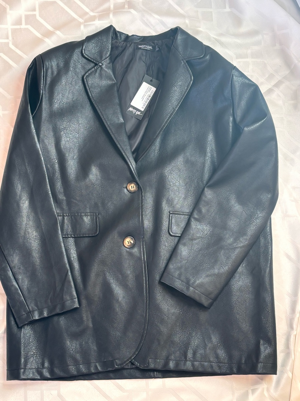 Nasty Gal Black Faux Leather women’s Blazer Jacket